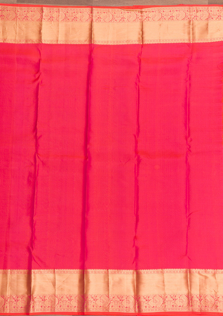 Orange Zariwork Pure Silk Saree-Koskii
