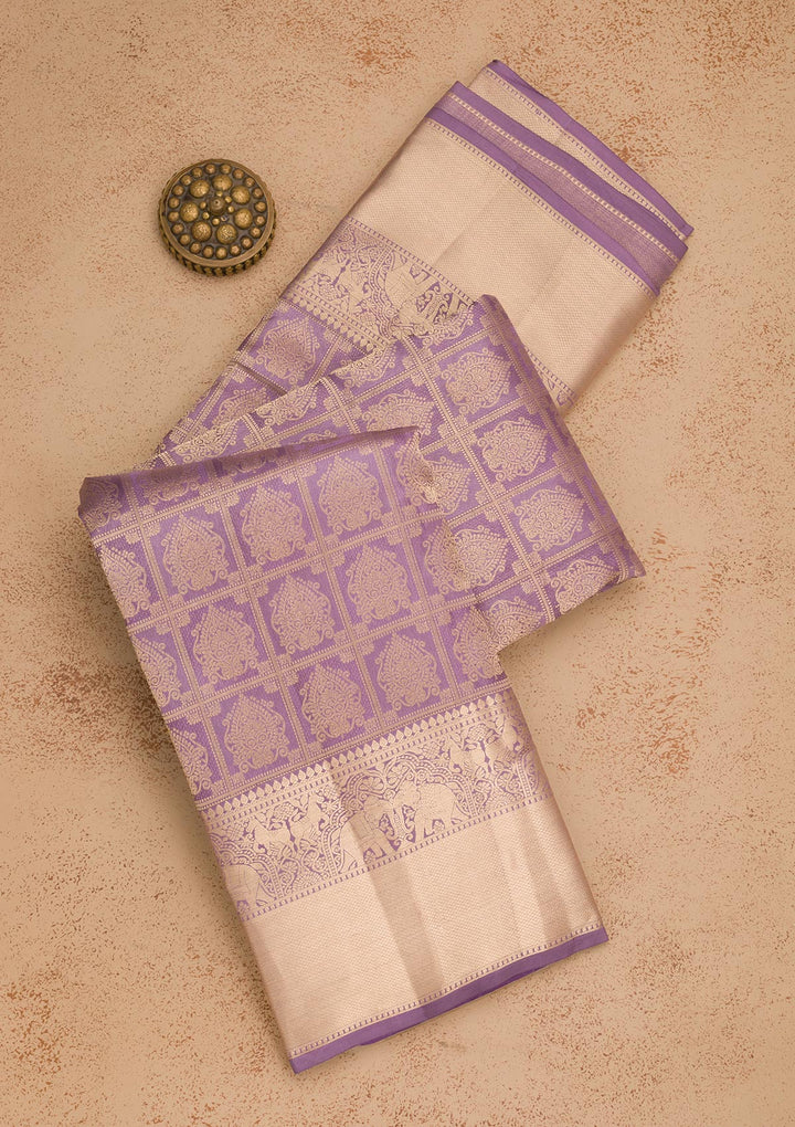 Mauve Zariwork Pure Silk Saree