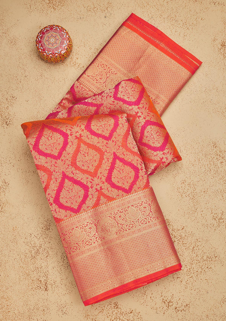 Orange Zariwork Pure Silk Saree