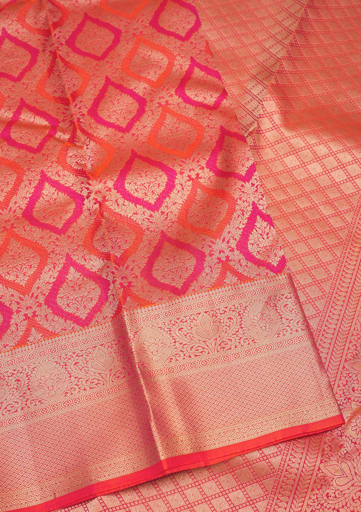 Orange Zariwork Pure Silk Saree