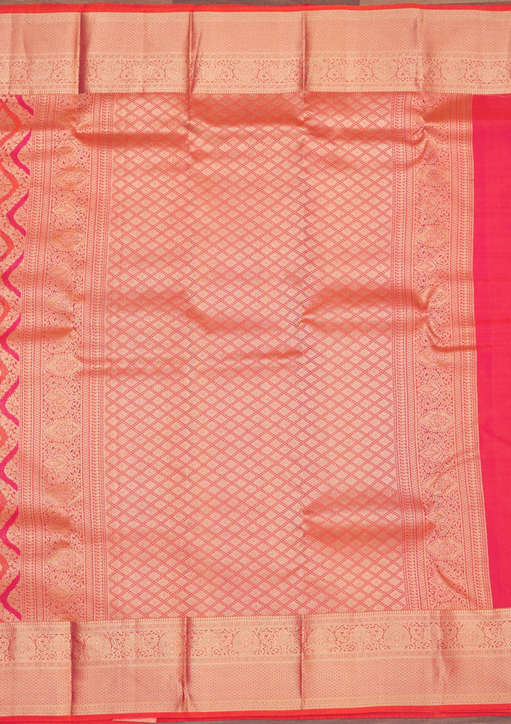 Orange Zariwork Pure Silk Saree