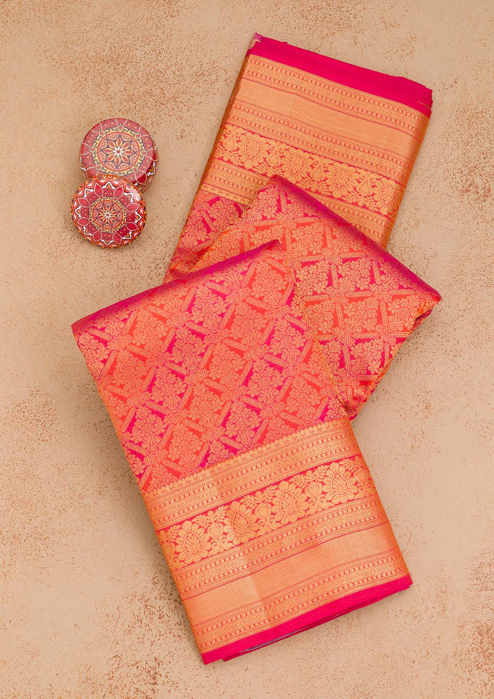 Orange Zariwork Banarasi Pure Silk Saree