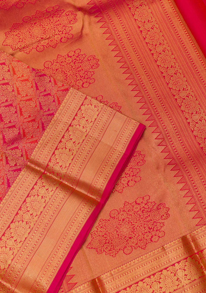 Orange Zariwork Banarasi Pure Silk Saree
