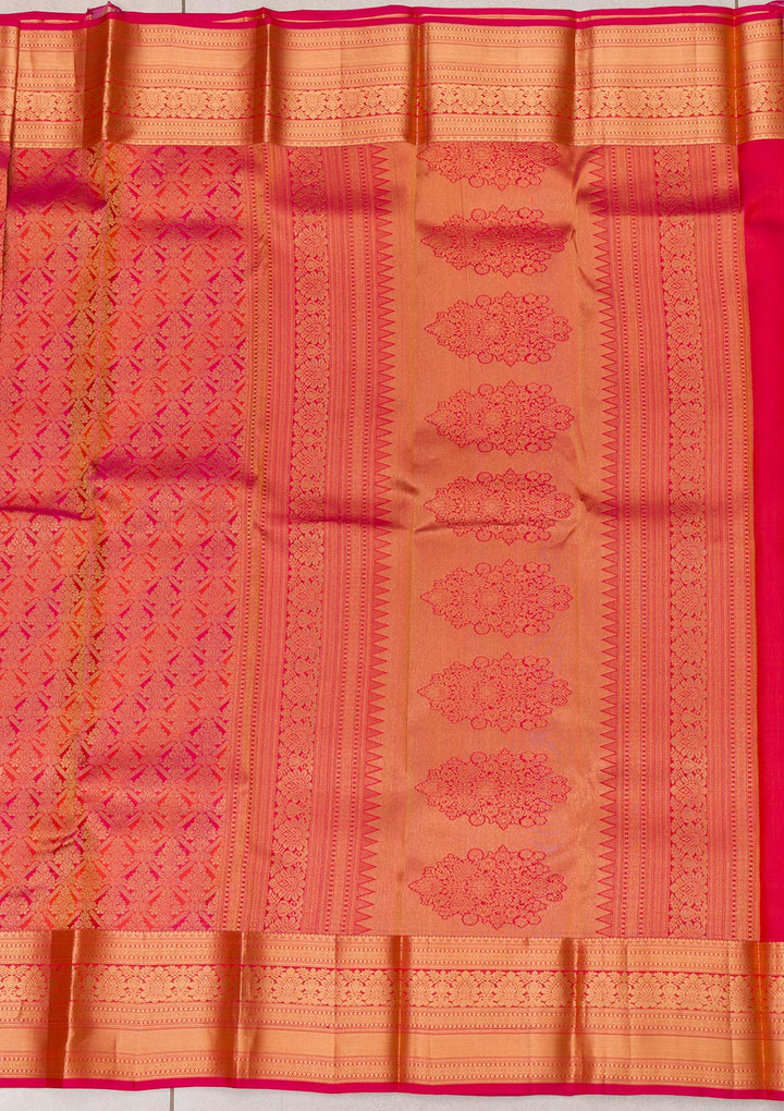 Orange Zariwork Banarasi Pure Silk Saree