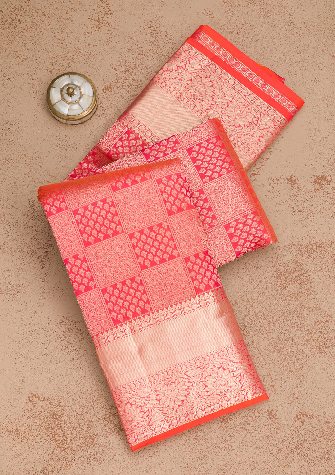 Orange Zariwork Pure Silk Saree-Koskii