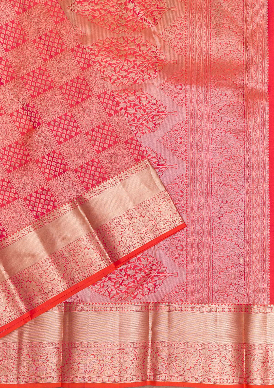 Orange Zariwork Pure Silk Saree-Koskii