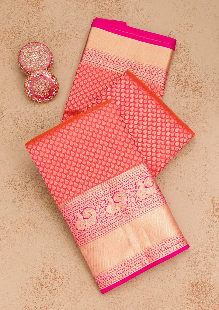 Orange Zariwork Banarasi Pure Silk Saree