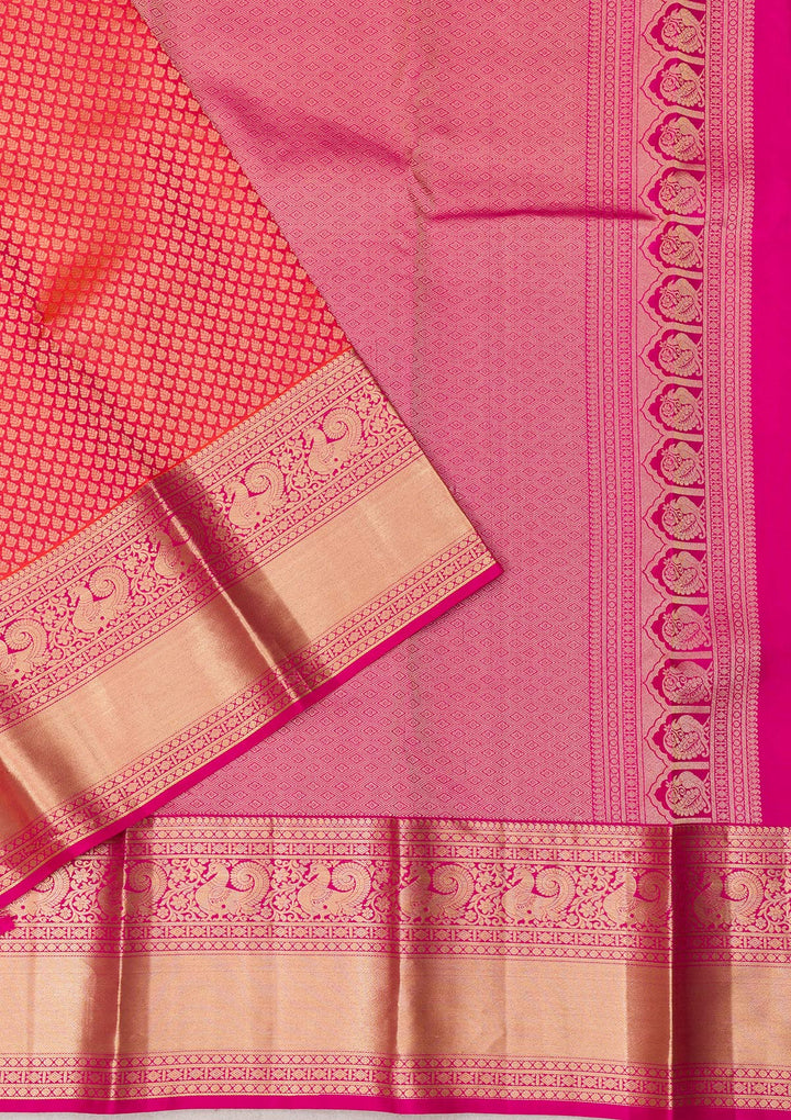 Orange Zariwork Banarasi Pure Silk Saree