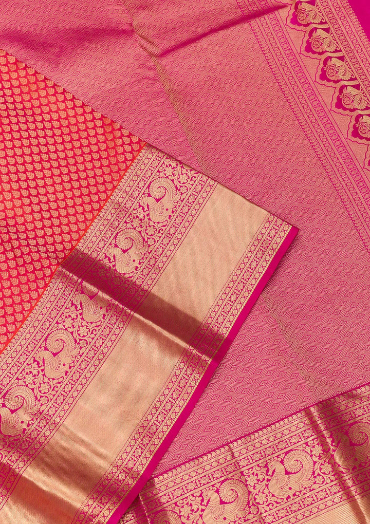 Orange Zariwork Banarasi Pure Silk Saree