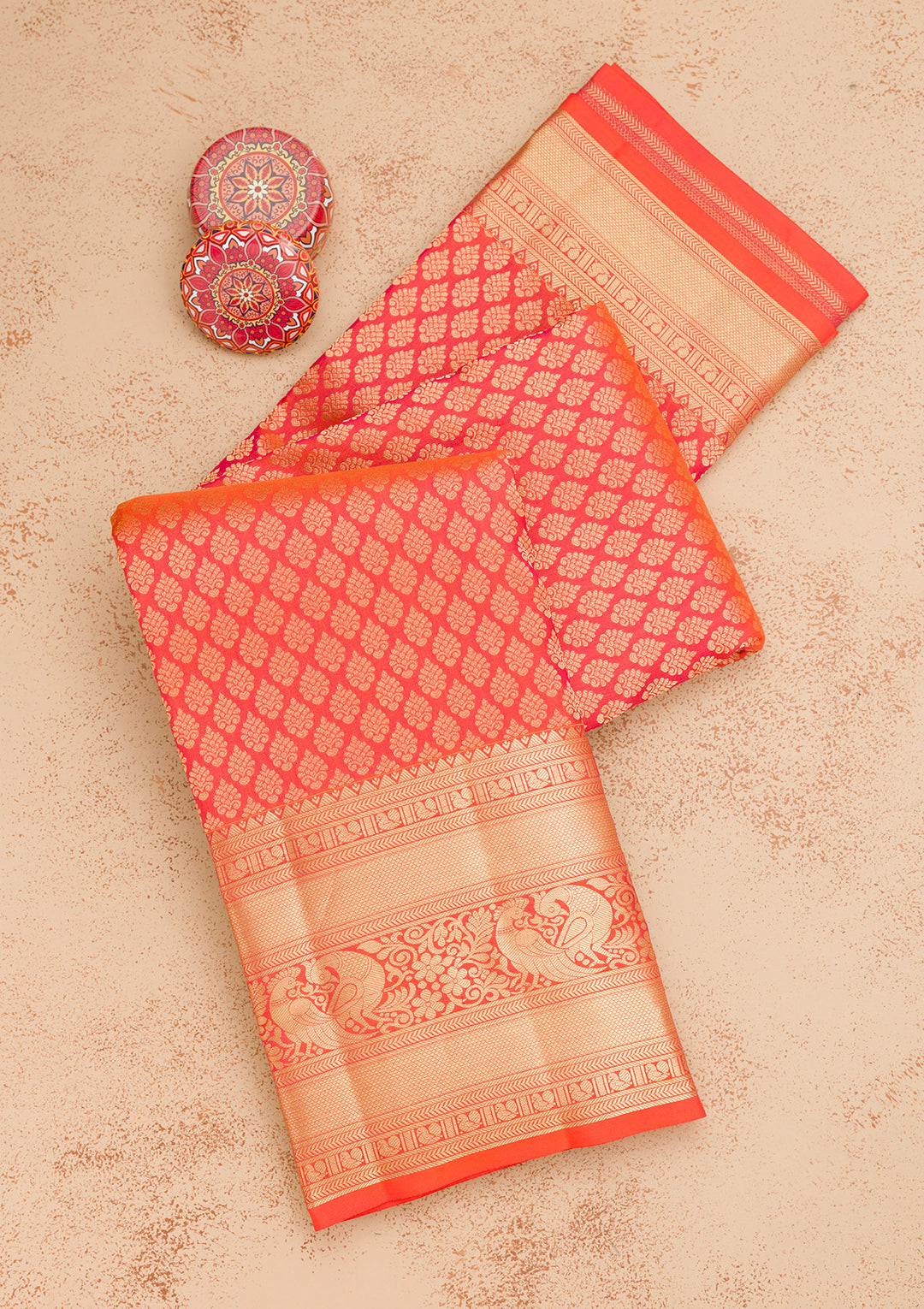 Orange Zariwork Pure Silk Saree