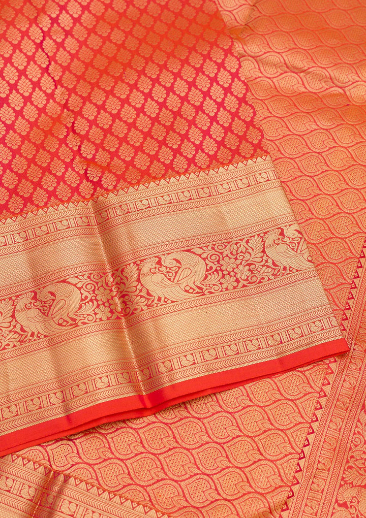 Orange Zariwork Pure Silk Saree