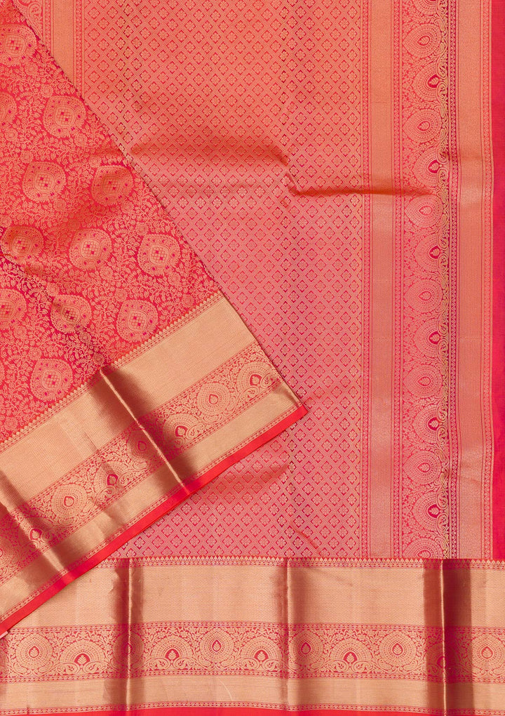 Orange Zariwork Kanjivaram Pure Silk Saree
