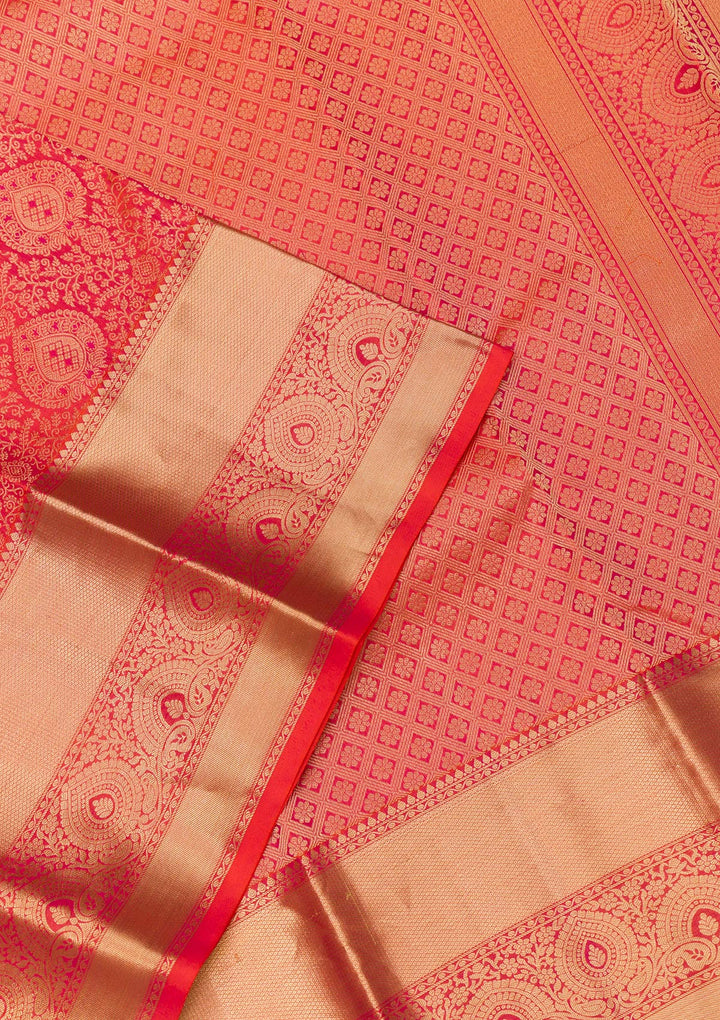 Orange Zariwork Kanjivaram Pure Silk Saree