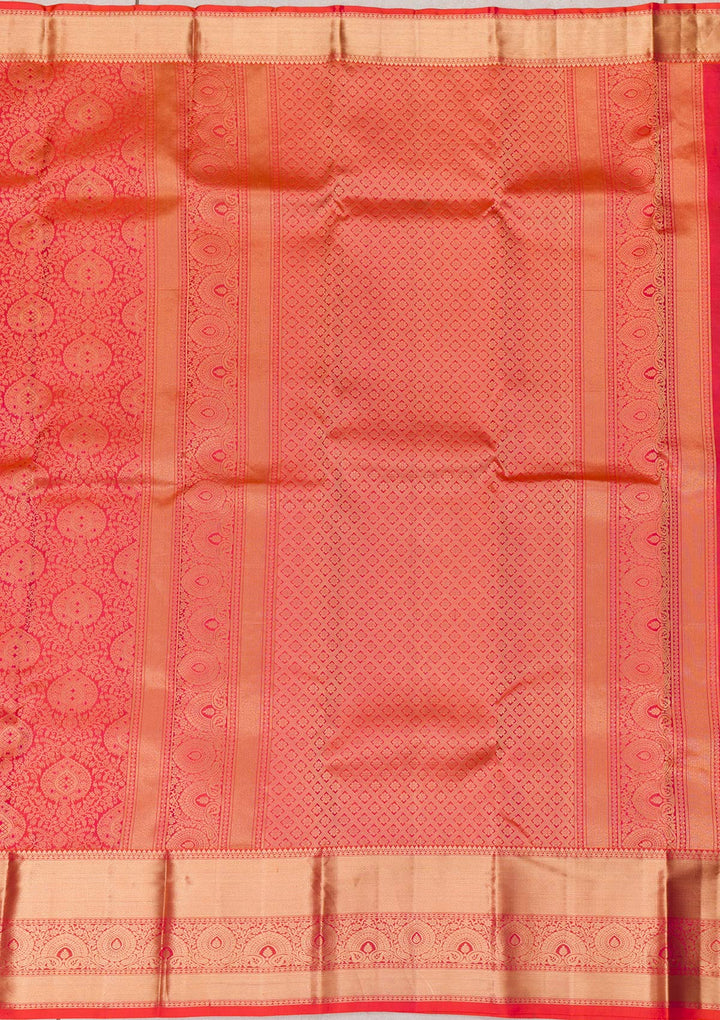 Orange Zariwork Kanjivaram Pure Silk Saree