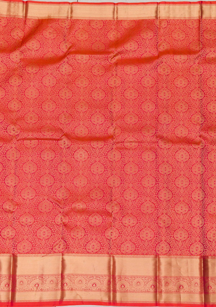 Orange Zariwork Kanjivaram Pure Silk Saree