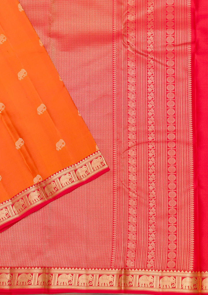 Orange Zariwork Pure Silk Saree-Koskii
