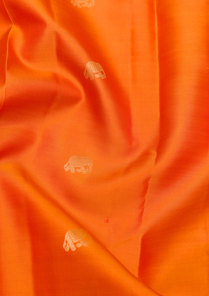 Orange Zariwork Pure Silk Saree-Koskii
