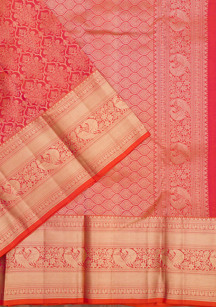 Orange Zariwork Pure Silk Saree