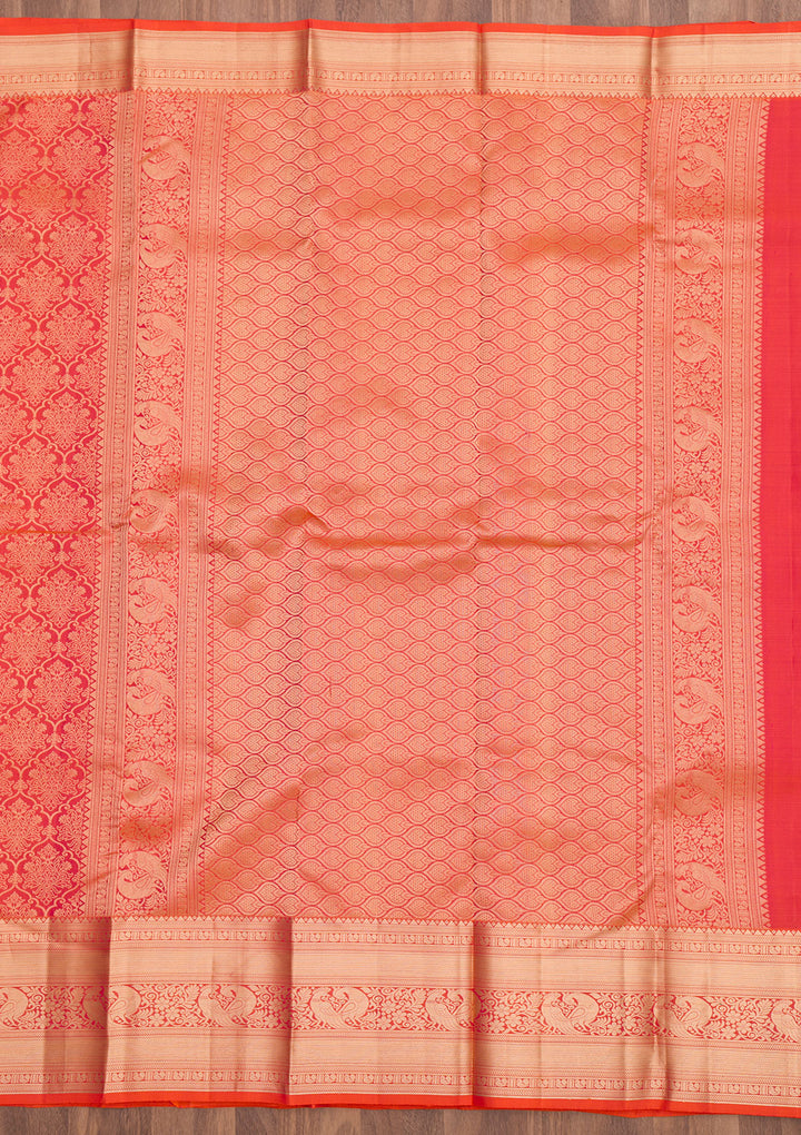 Orange Zariwork Pure Silk Saree