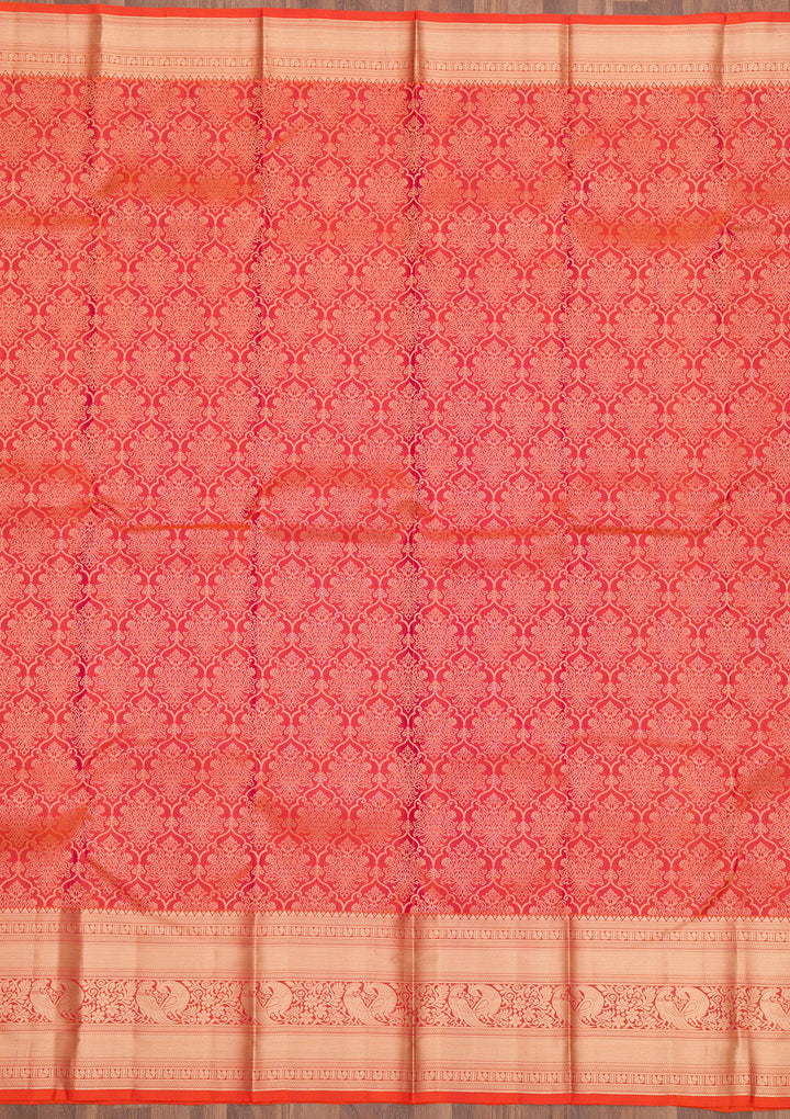 Orange Zariwork Pure Silk Saree