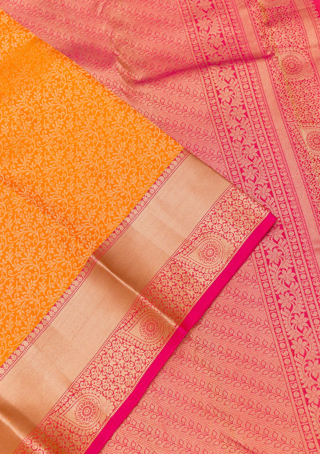 Orange Zariwork Kanjivaram Pure Silk Saree
