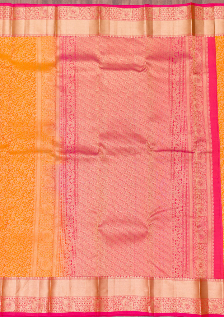 Orange Zariwork Kanjivaram Pure Silk Saree