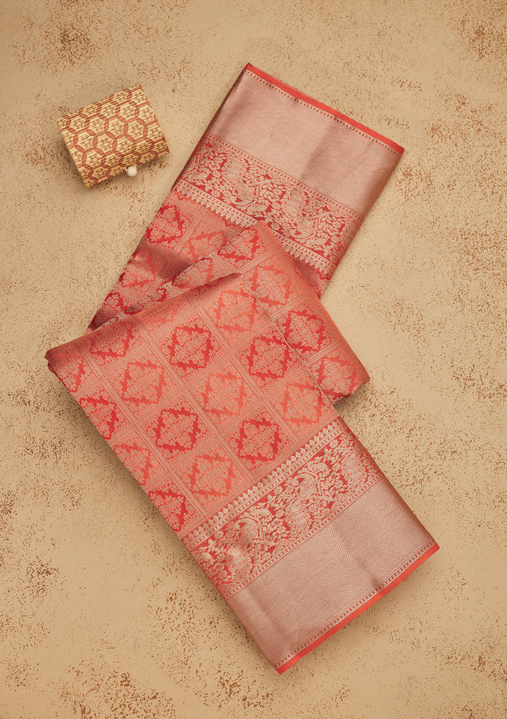 Orange Zariwork Pure Silk Saree