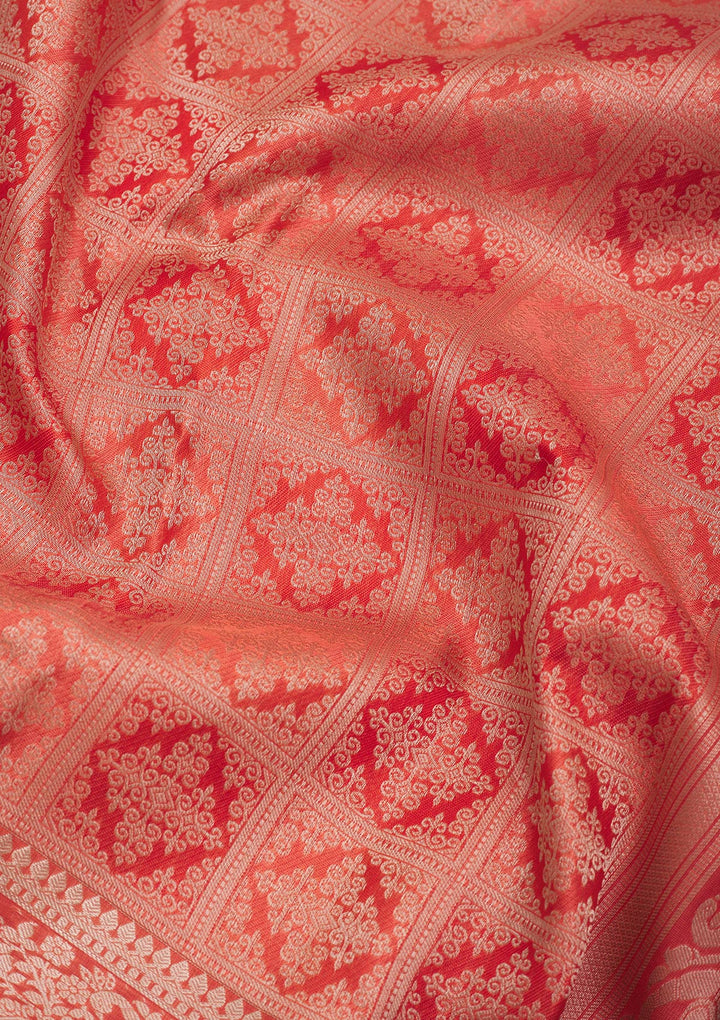 Orange Zariwork Pure Silk Saree