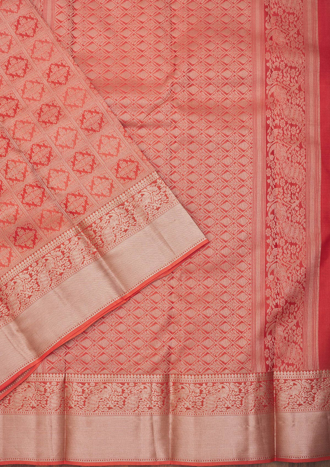 Orange Zariwork Pure Silk Saree