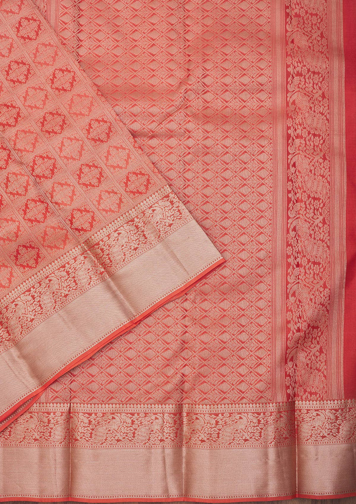 Orange Zariwork Pure Silk Saree