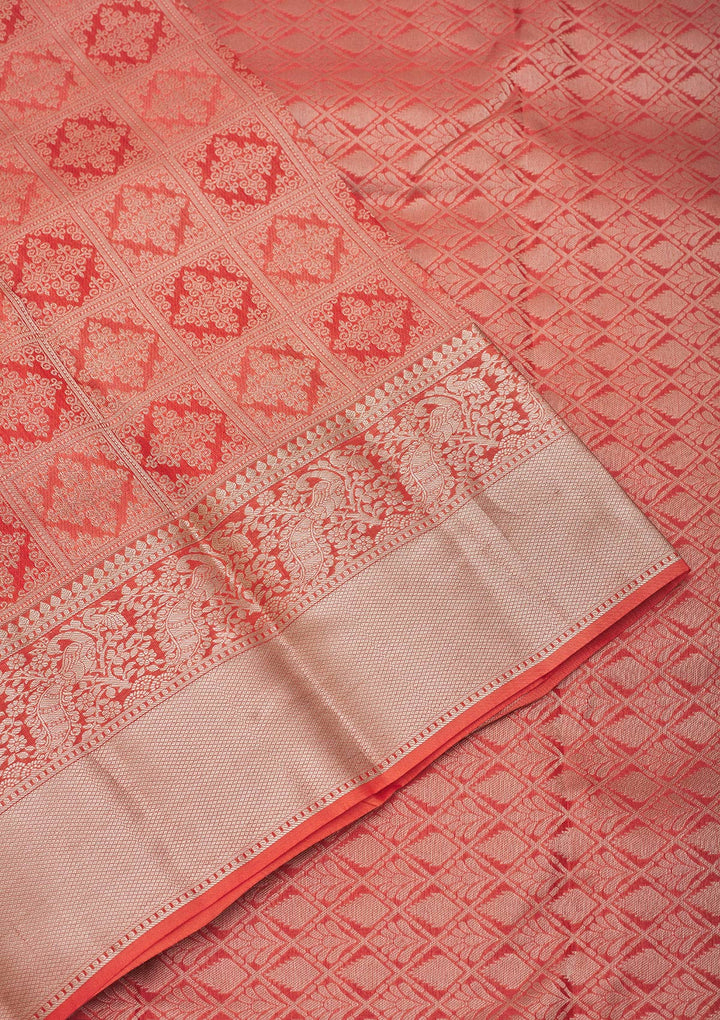 Orange Zariwork Pure Silk Saree
