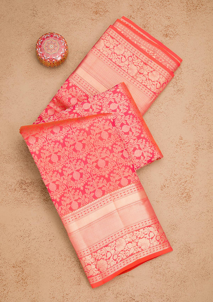 Orange Zariwork Pure Silk Saree