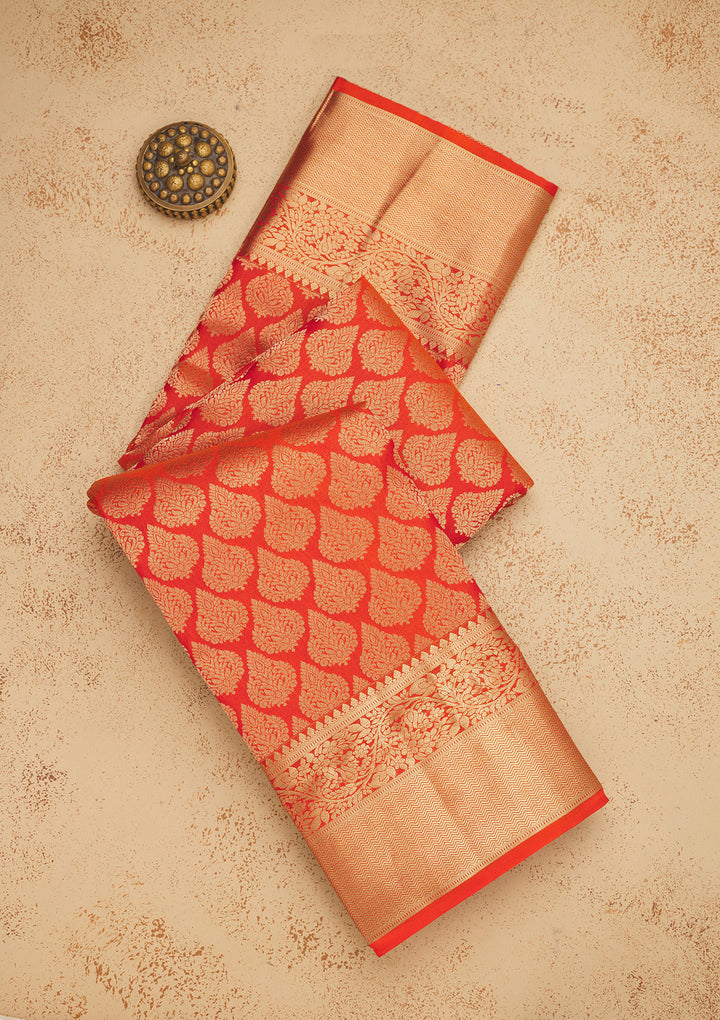 Orange Zariwork Pure Silk Saree