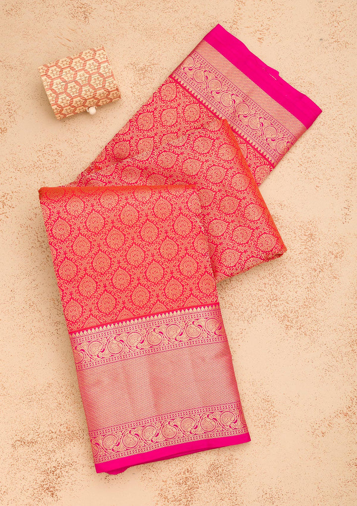 Orange Zariwork Pure Silk Saree