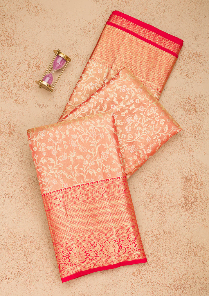 Orange Zariwork Kanjivaram Pure Silk Saree