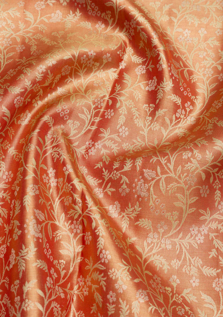 Orange Zariwork Kanjivaram Pure Silk Saree