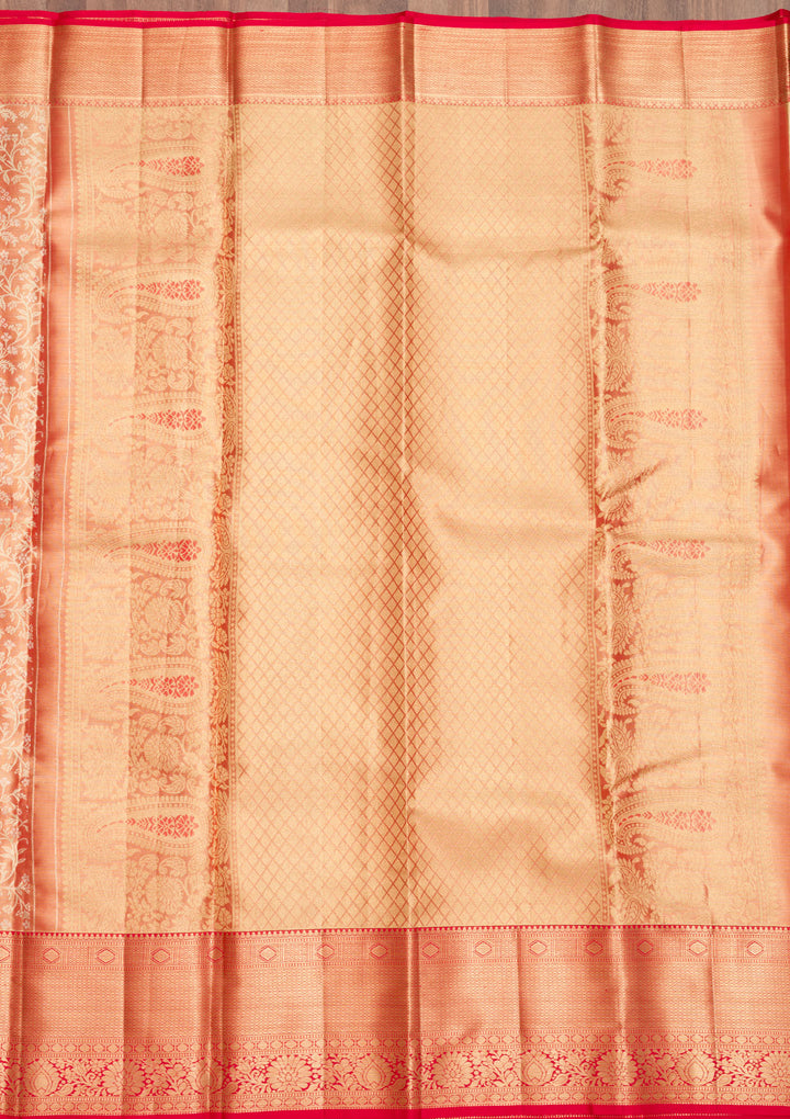Orange Zariwork Kanjivaram Pure Silk Saree