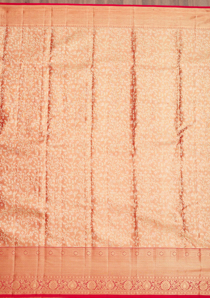 Orange Zariwork Kanjivaram Pure Silk Saree