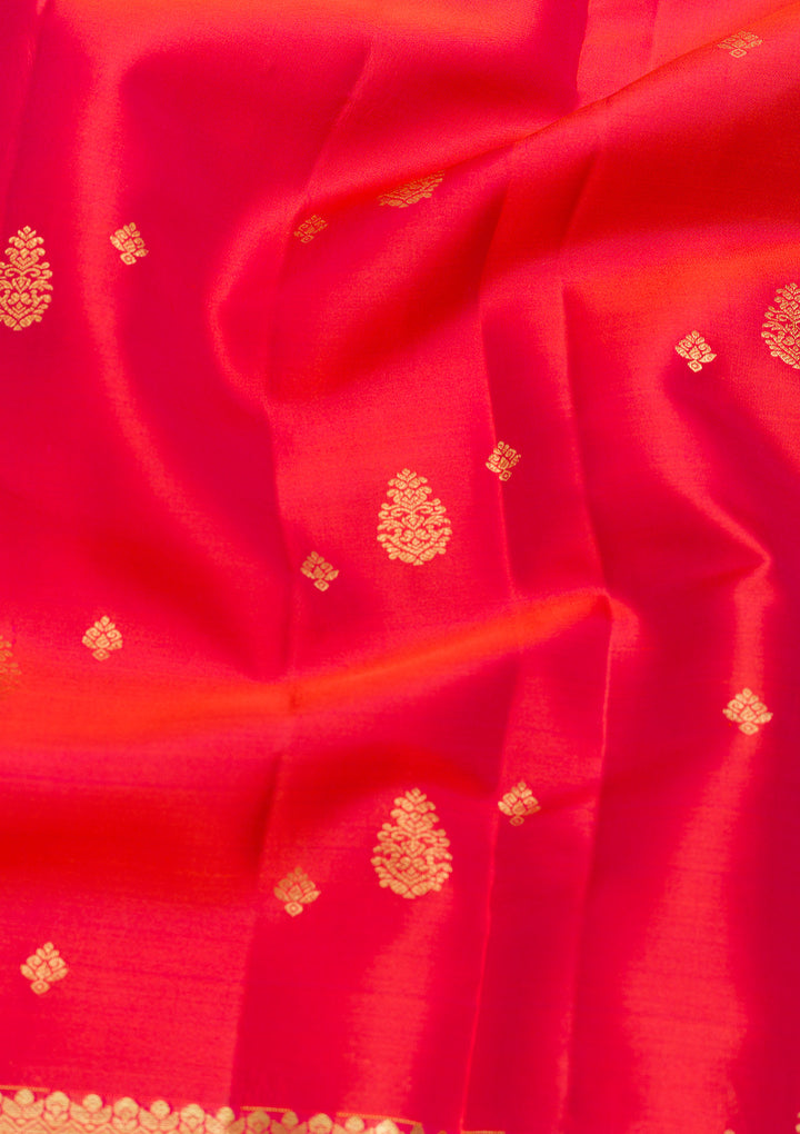 Orange Zariwork Kanjivaram Pure Silk Saree
