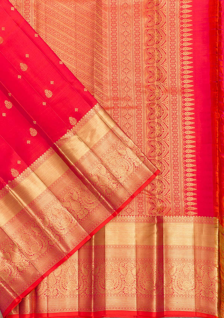 Orange Zariwork Kanjivaram Pure Silk Saree
