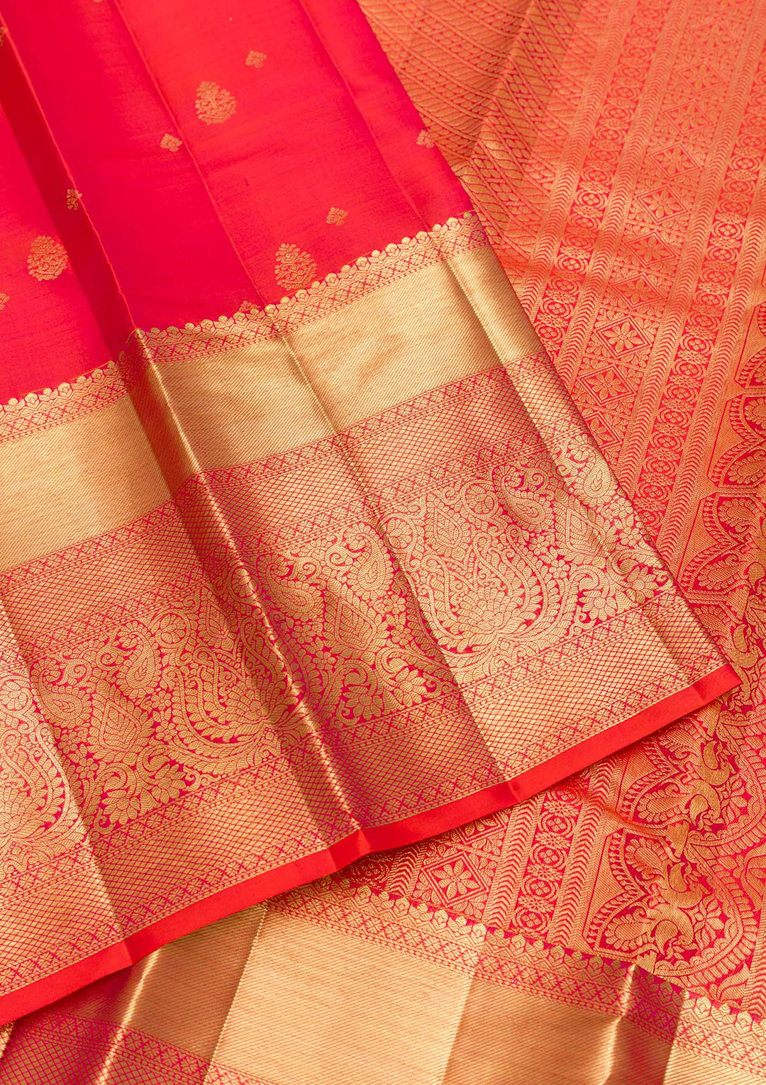 Orange Zariwork Kanjivaram Pure Silk Saree
