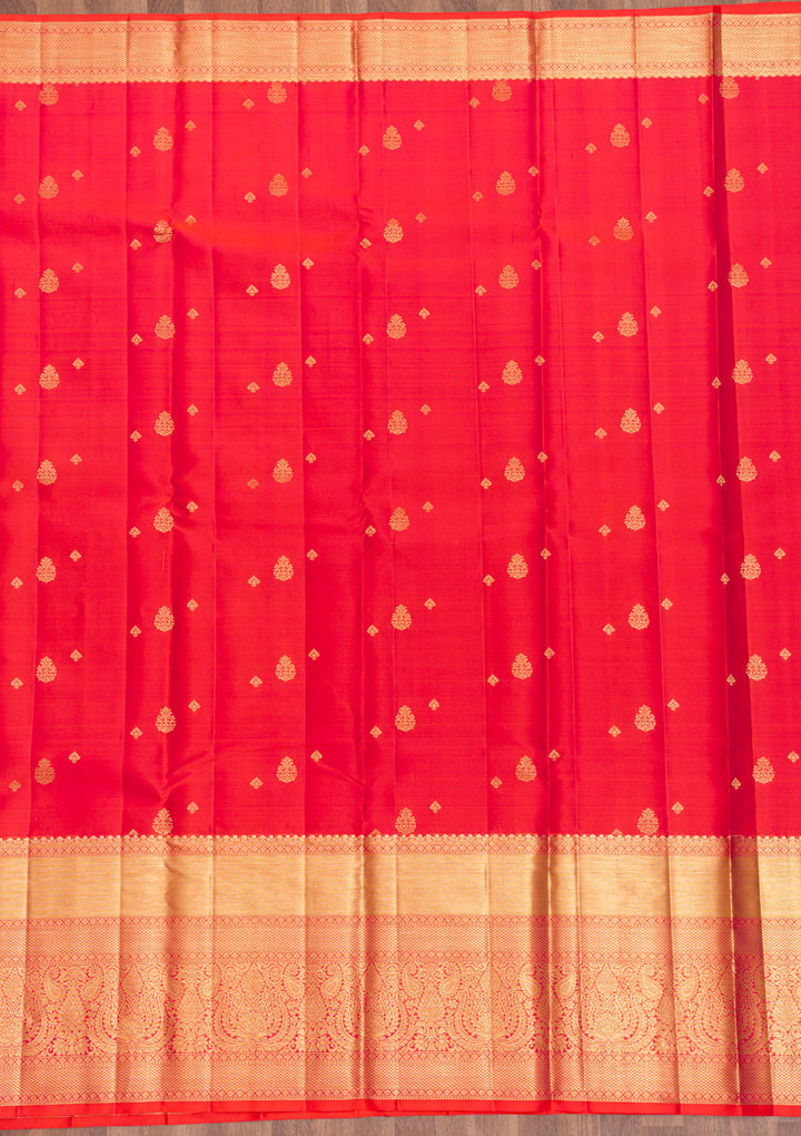 Orange Zariwork Kanjivaram Pure Silk Saree