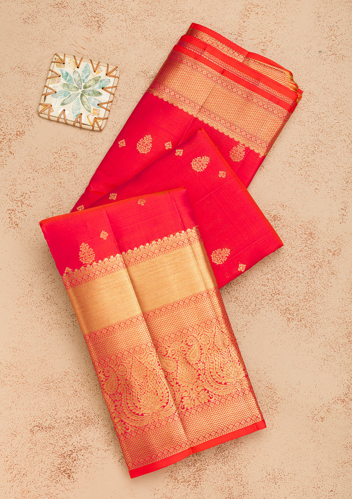 Orange Zariwork Kanjivaram Pure Silk Saree