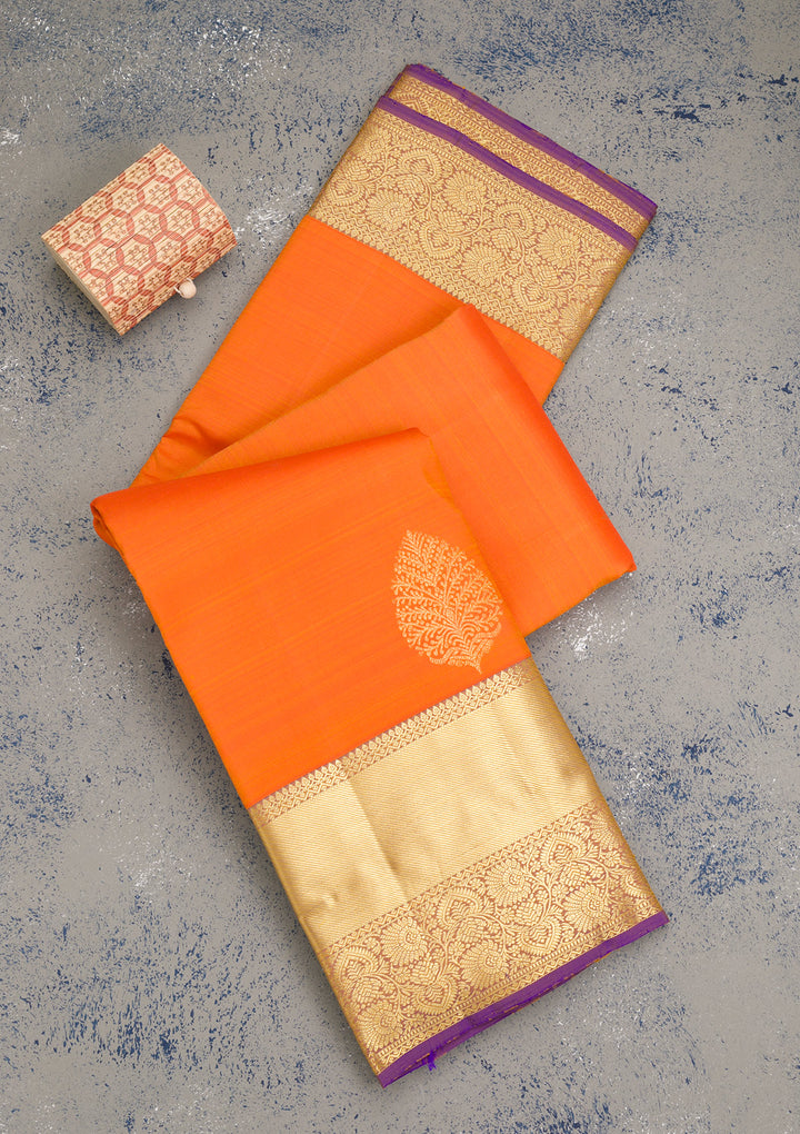 Orange Zariwork Banarasi Pure Silk Saree