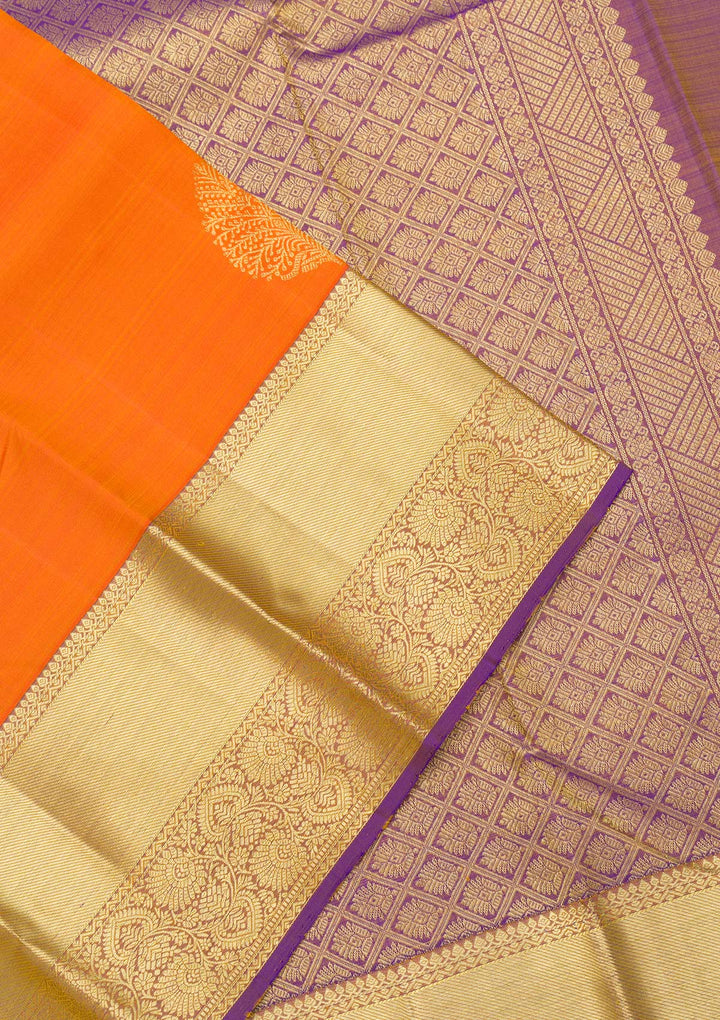 Orange Zariwork Banarasi Pure Silk Saree