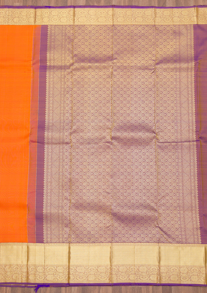 Orange Zariwork Banarasi Pure Silk Saree