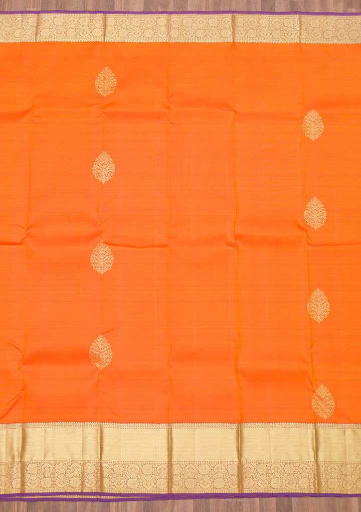Orange Zariwork Banarasi Pure Silk Saree