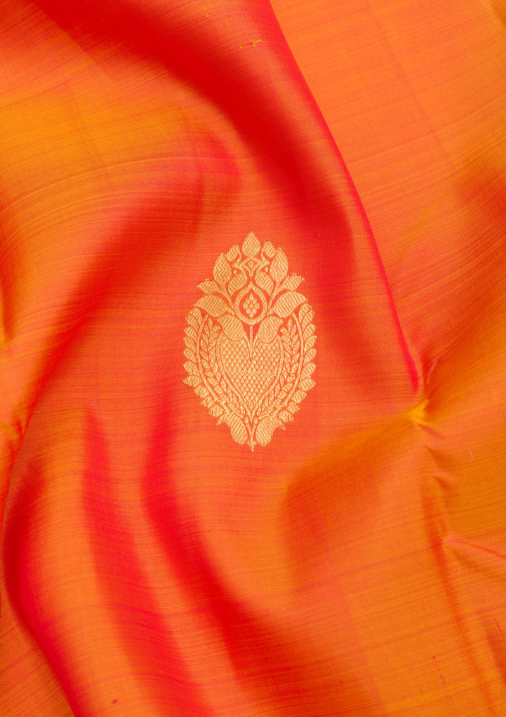 Orange Zariwork Banarasi Pure Silk Saree