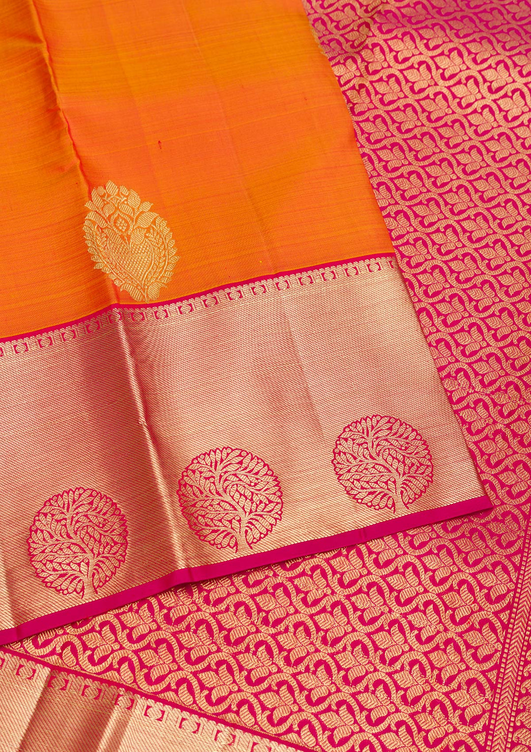 Orange Zariwork Banarasi Pure Silk Saree