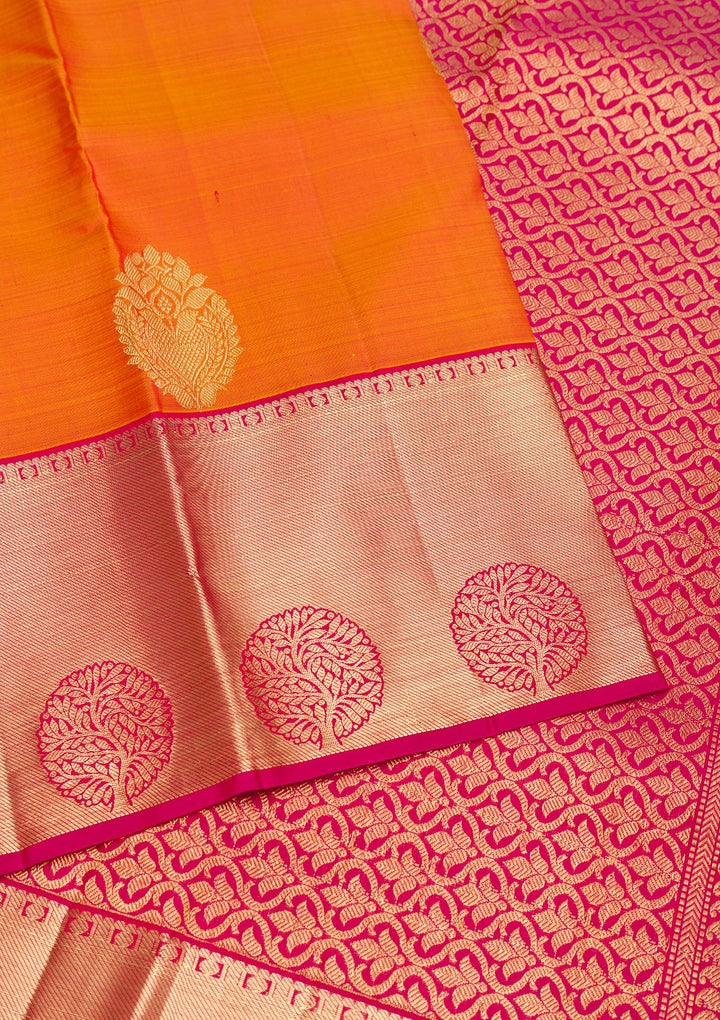 Orange Zariwork Banarasi Pure Silk Saree